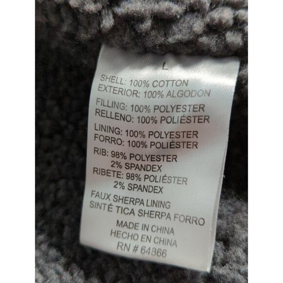 Lee Workwear Black Hooded Jacket Sherpa Lined Heavy Duty Zip Up Men L - Picture 14 of 15